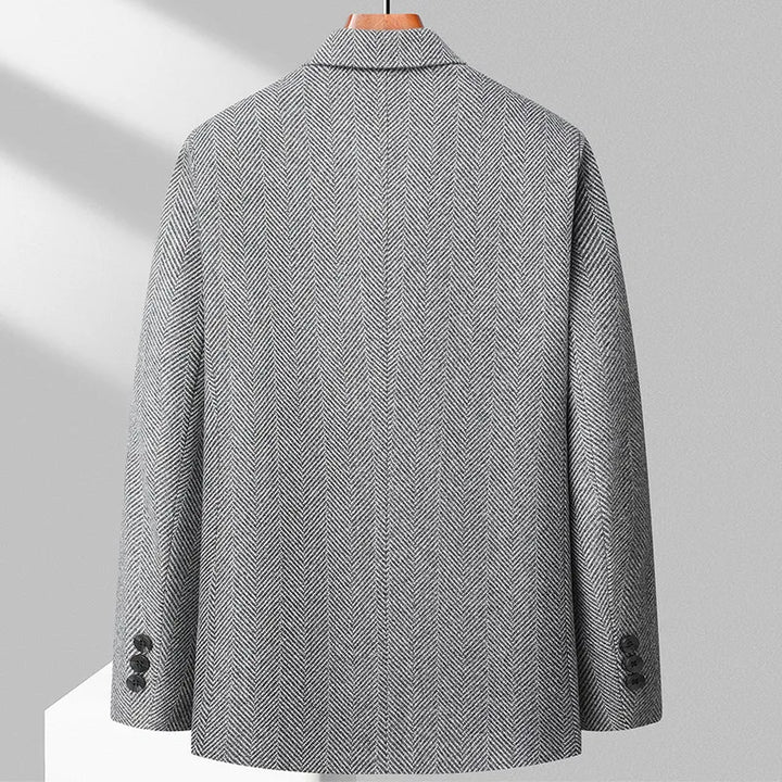 Men’s Blazer – Wool Blend – Tailored Fit – Herringbone Pattern – Notched Lapel – 3-Button Closure