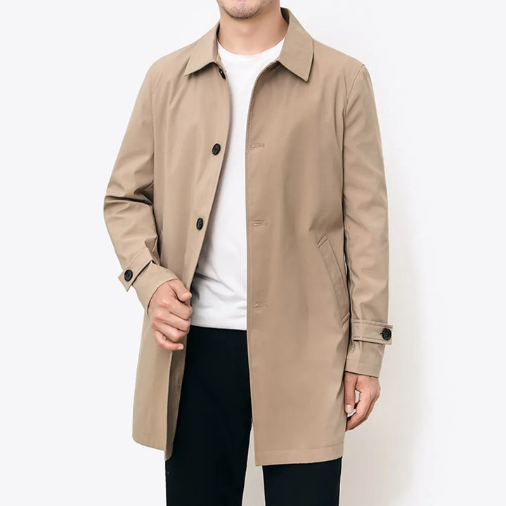 Men’s Windbreaker Jacket - Water-Resistant - Relaxed Fit - Button Front Mid-Length