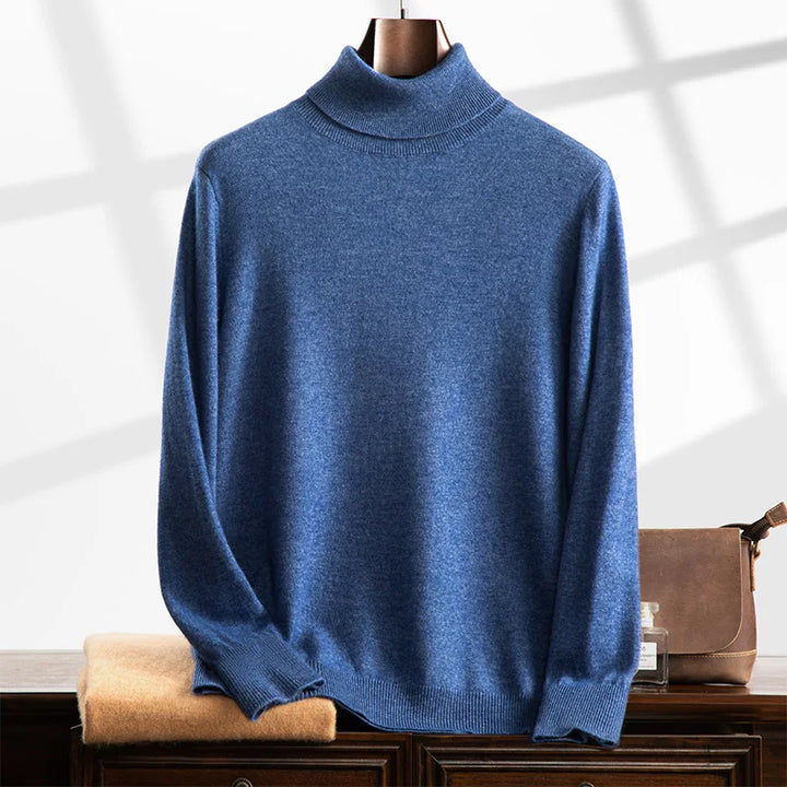 Men’s Turtleneck Sweater - 100% Cashmere - Relaxed Fit - Soft Ribbed Knit