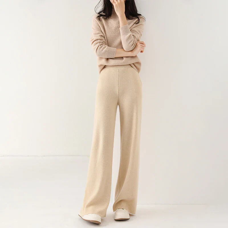 Women’s Sweatpants – Merino Wool – Relaxed Fit – Wide Leg – Full Length – Elastic Waist