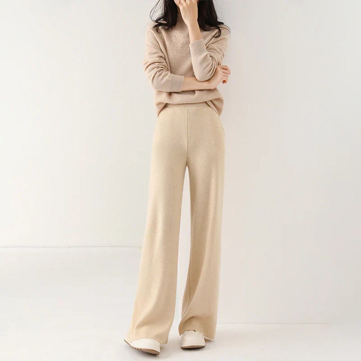 Women’s Sweatpants – Merino Wool – Relaxed Fit – Wide Leg – Full Length – Elastic Waist