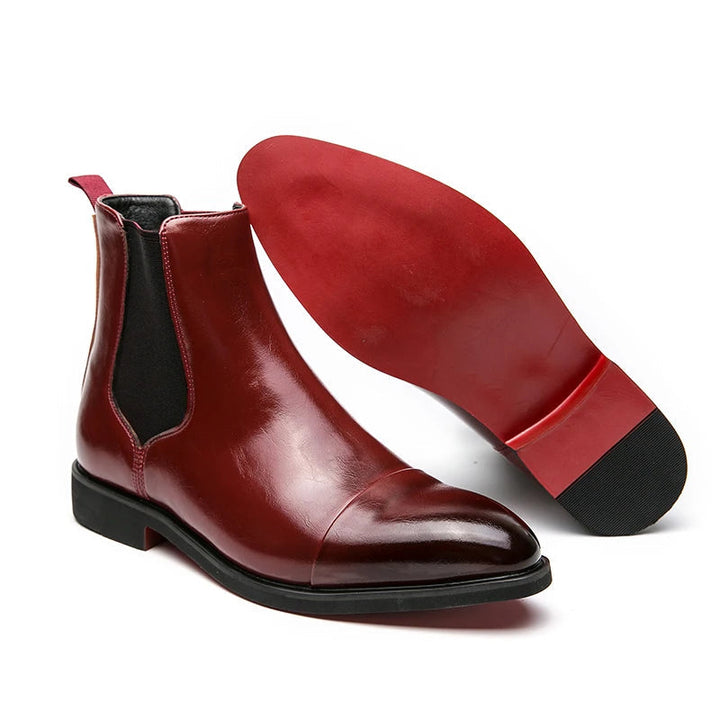 Men’s Leather Boots – Sleek Fit – Cap Toe – Ankle Length – Slip-On Chelsea Style