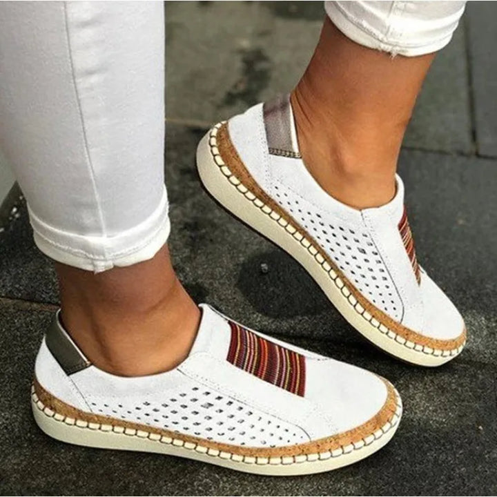 Women’s Slip-On Shoes – Breathable Upper – Cushioned Sole – Elastic Band Detail