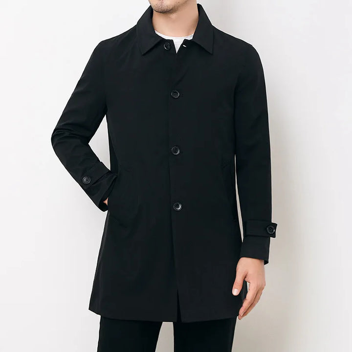 Men’s Windbreaker Jacket - Water-Resistant - Relaxed Fit - Button Front Mid-Length