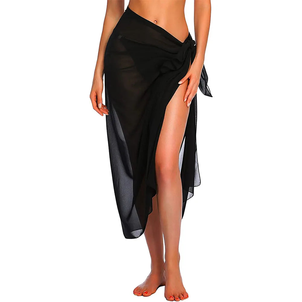 Women’s Sarong Skirt – Sheer Lightweight Fabric – Adjustable Wrap – Flowy Mini Fit