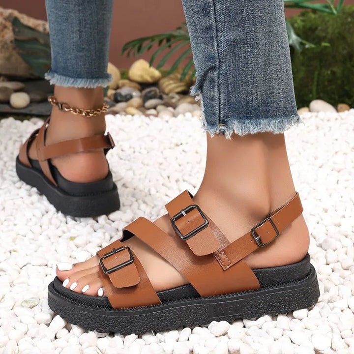 Women’s Sandals – Adjustable Straps – Open Toe – Cushioned Flat Sole – Casual Comfort