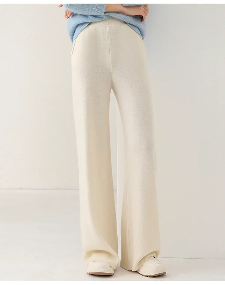 Women’s Sweatpants – Merino Wool – Relaxed Fit – Wide Leg – Full Length – Elastic Waist