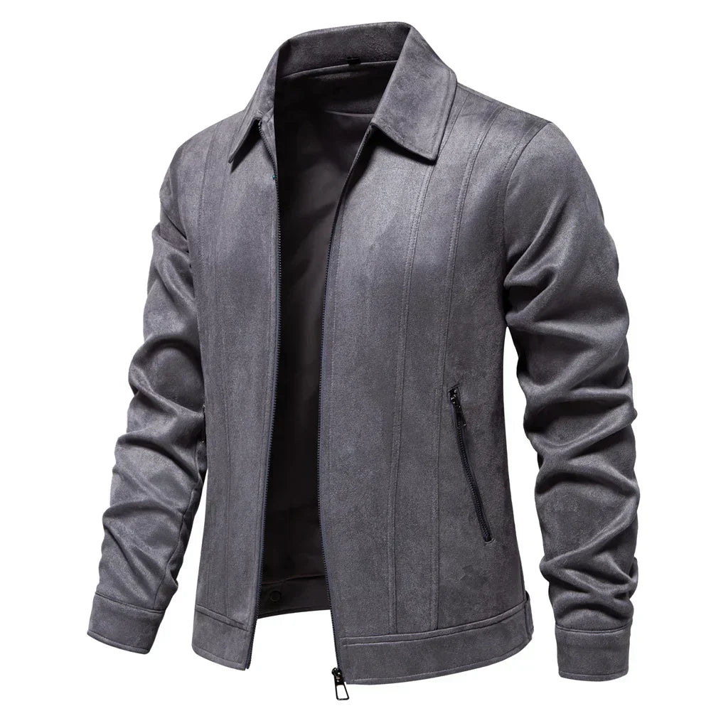 Men’s Jacket – Tailored Fit – Textured Wool – Zip Front – Hip Length