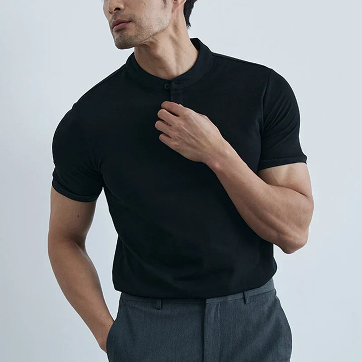Men’s Slim-Fit Tee - Lightweight Cotton - Collared Neck - Short Sleeve Casual Wear