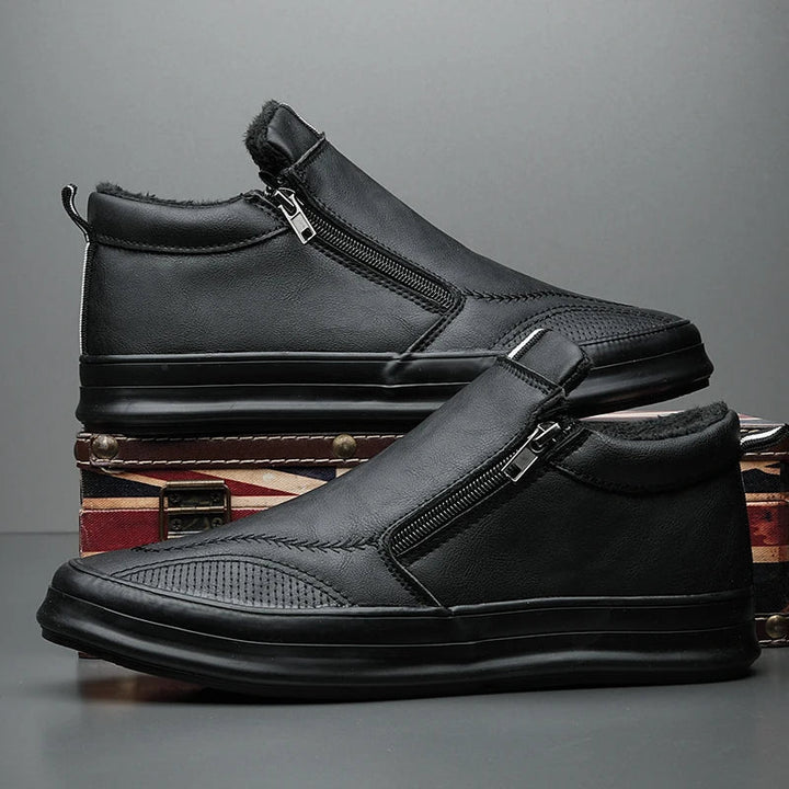 Men’s Mid Top Sneakers – Sleek Fit – Side Zip – Casual Comfort Sole