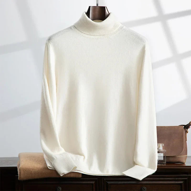 Men’s Turtleneck Sweater - 100% Cashmere - Relaxed Fit - Soft Ribbed Knit