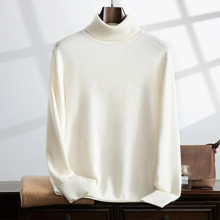 Men’s Turtleneck Sweater - 100% Cashmere - Relaxed Fit - Soft Ribbed Knit