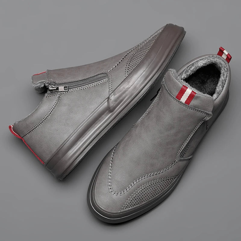 Men’s Mid Top Sneakers – Sleek Fit – Side Zip – Casual Comfort Sole