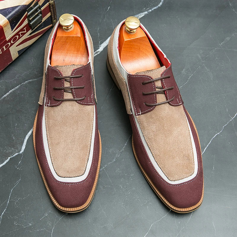 Men’s Dress Shoes – Cap Toe Oxford – Leather & Suede – Lace-Up – Formal Wear