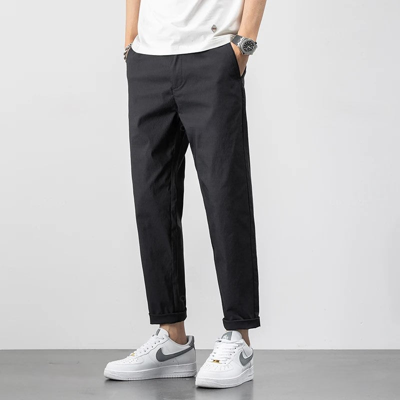 Men’s Chino Pants – Lightweight Cotton – Relaxed Fit – Full Length Casual Style