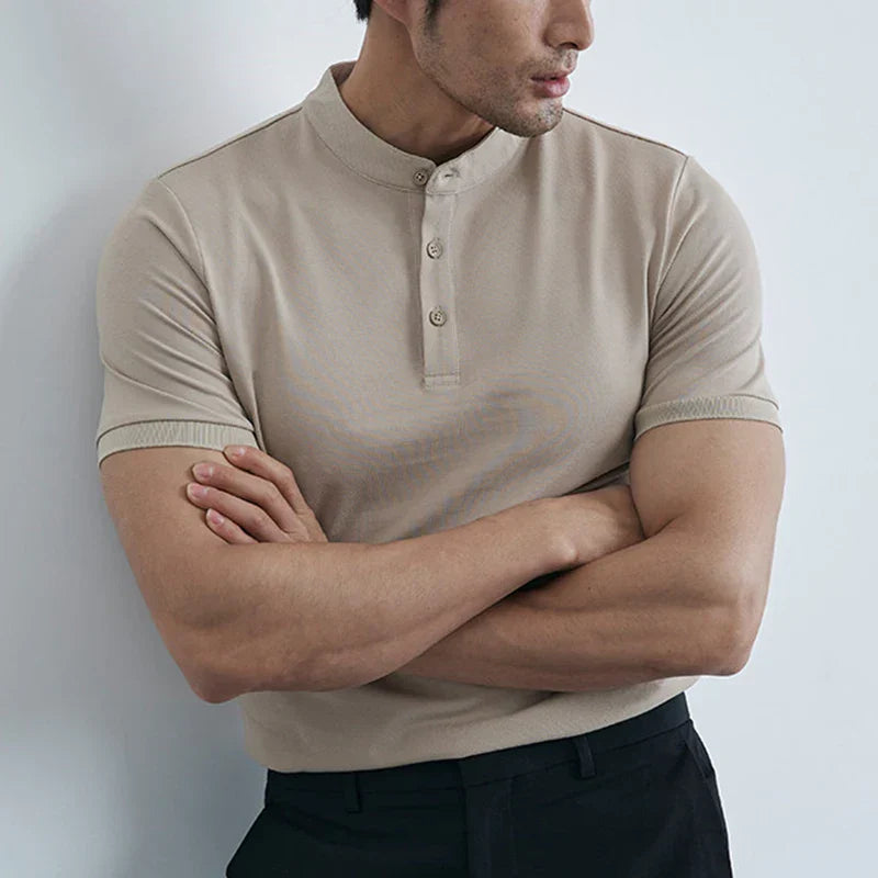 Men’s Slim-Fit Tee - Lightweight Cotton - Collared Neck - Short Sleeve Casual Wear