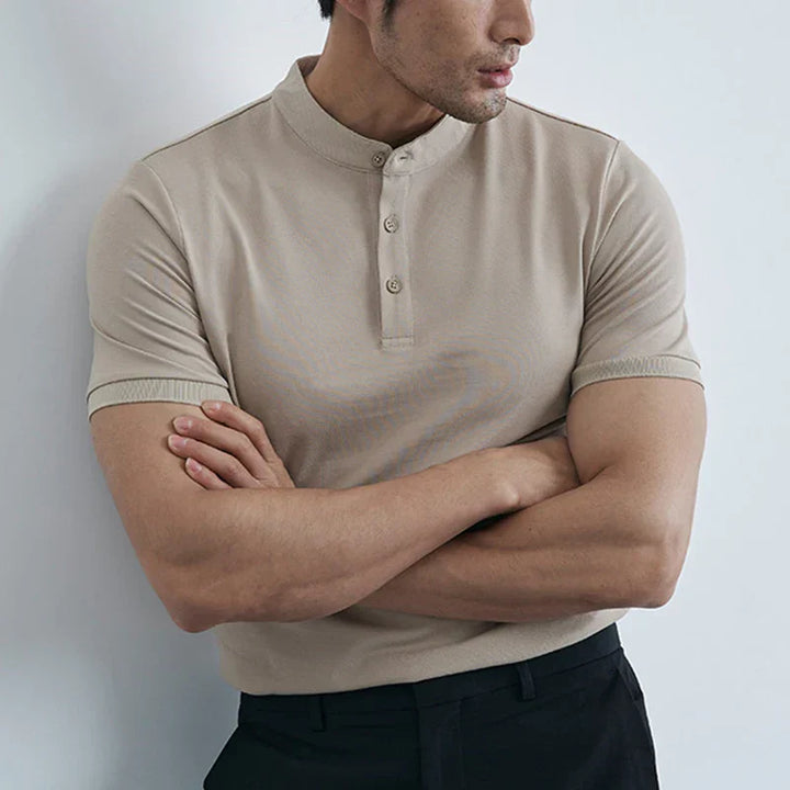 Men’s Slim-Fit Tee - Lightweight Cotton - Collared Neck - Short Sleeve Casual Wear