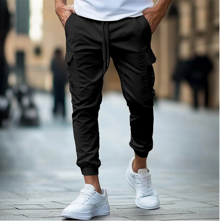 Men’s Cargo Jogger Pants – Slim Fit – Stretch Cotton – Elastic Waist & Ankle Cuffs