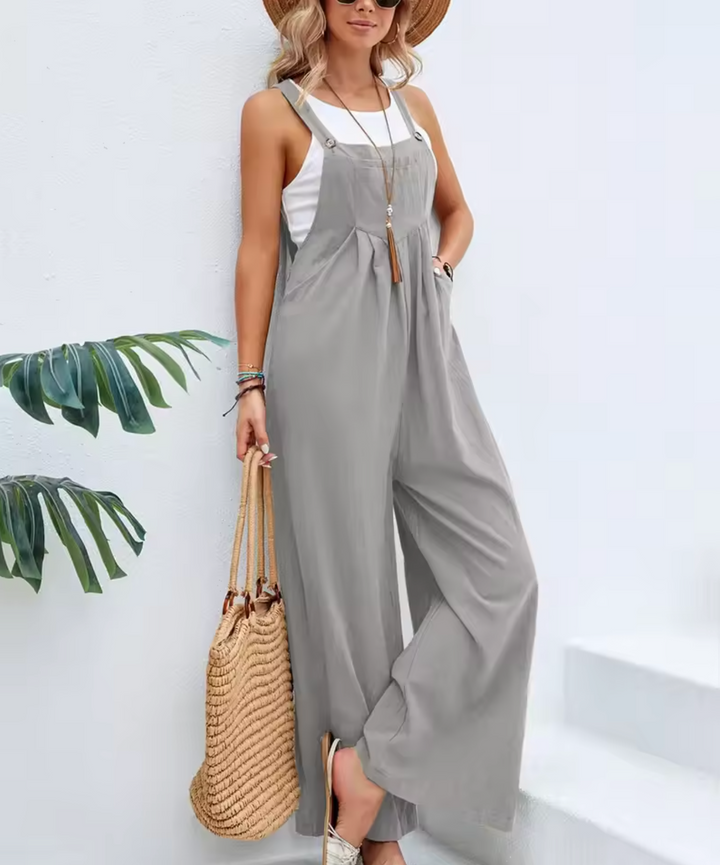 Women's Jumpsuit - Wide Leg - Sleeveless Adjustable Straps - Relaxed Fit Breathable Fabric