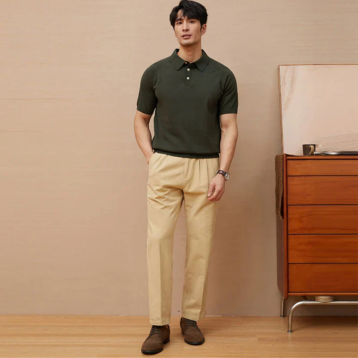 Men’s Polo Shirt - Soft Knit Cotton - Tailored Fit - Short Sleeve Classic Collar