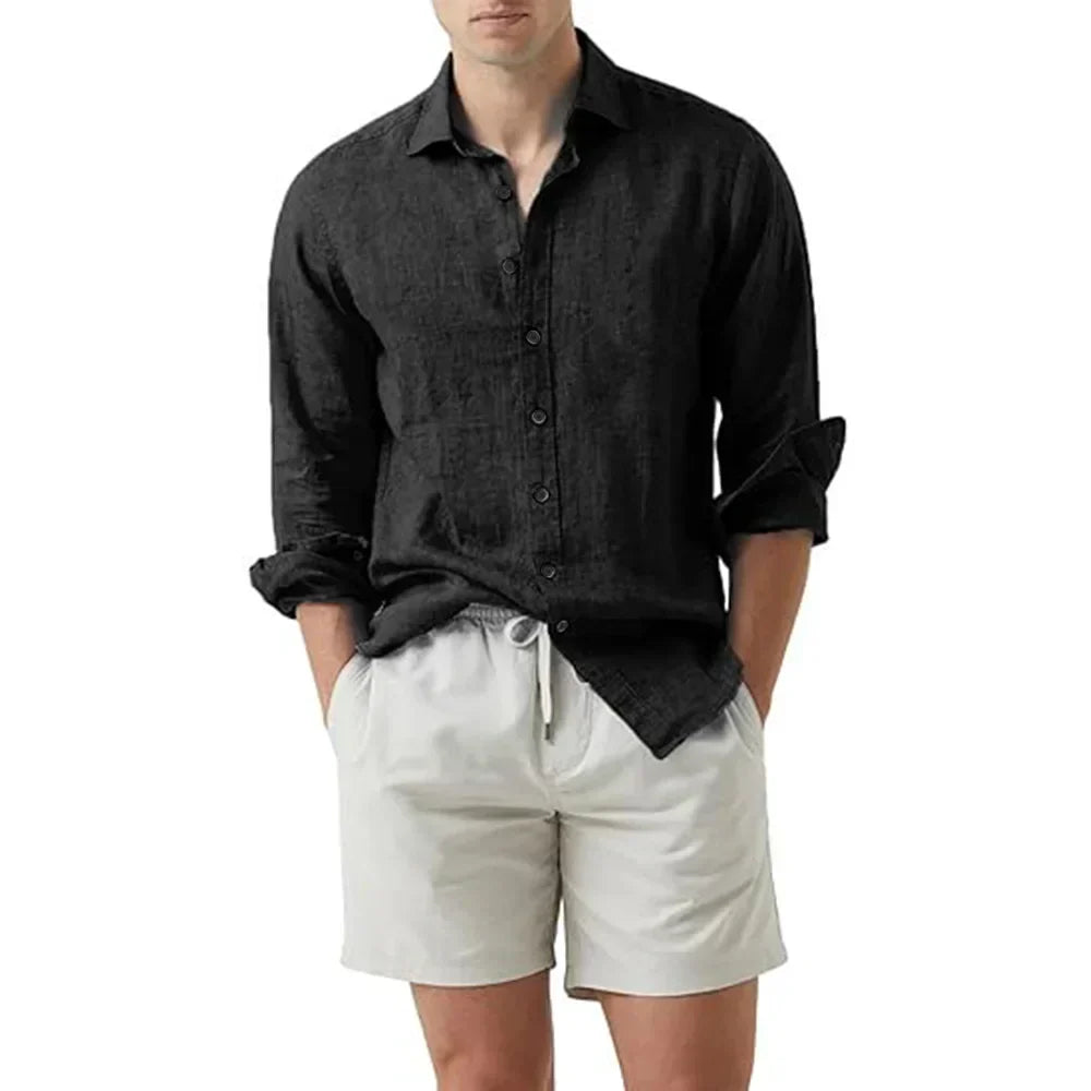 Men’s Button-Down Shirt – Relaxed Fit – Long Sleeve – Natural Fibers – Casual Style