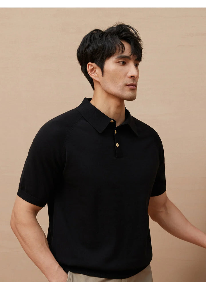 Men’s Polo Shirt - Soft Knit Cotton - Tailored Fit - Short Sleeve Classic Collar