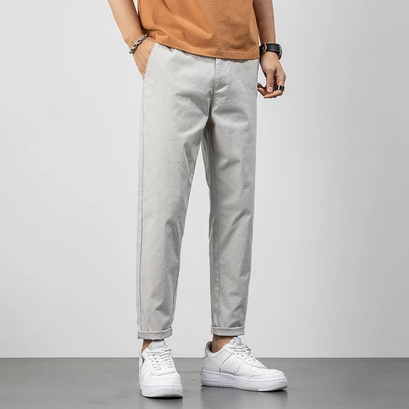 Men’s Chino Pants – Lightweight Cotton – Relaxed Fit – Full Length Casual Style