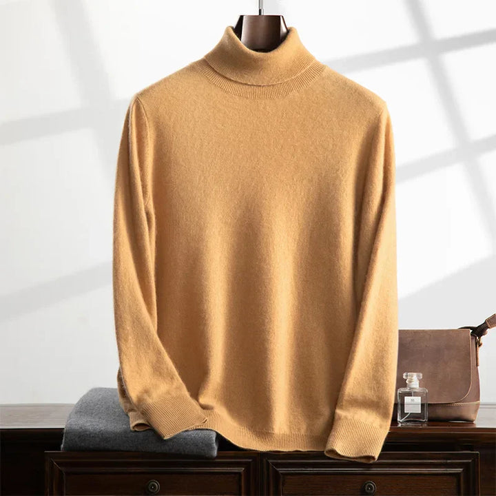 Men’s Turtleneck Sweater - 100% Cashmere - Relaxed Fit - Soft Ribbed Knit