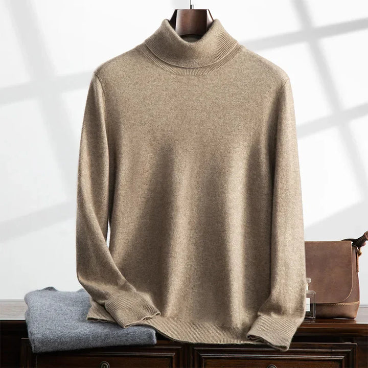 Men’s Turtleneck Sweater - 100% Cashmere - Relaxed Fit - Soft Ribbed Knit