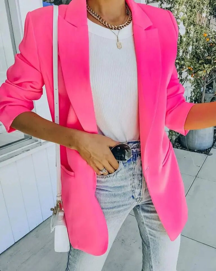 Women's Blazer - Oversized Fit - Single-Breasted - Notched Lapel - Tailored Elegant Wear