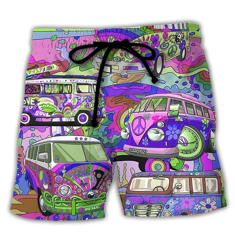 Men’s Swim Shorts – Regular Fit – Quick Dry – Adjustable Waist – Boho Print