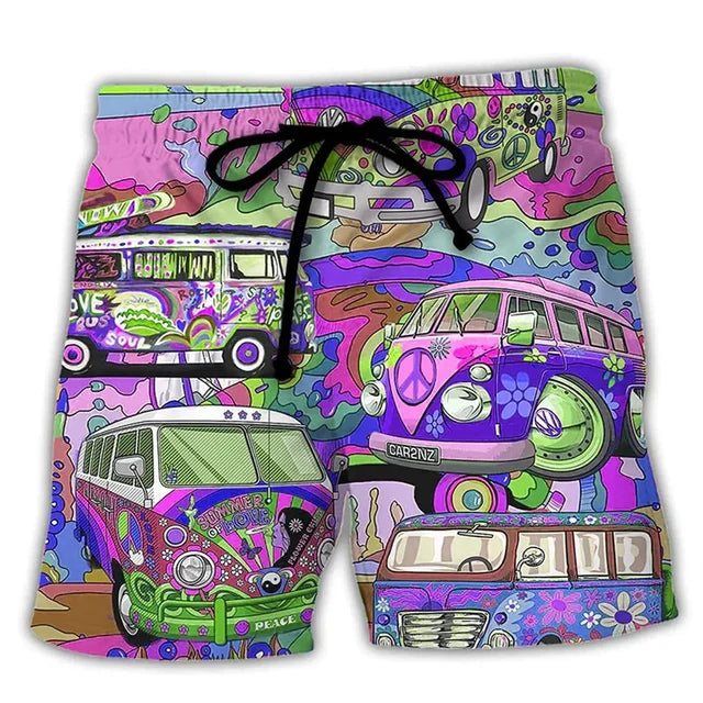 Men’s Swim Shorts – Regular Fit – Quick Dry – Adjustable Waist – Boho Print