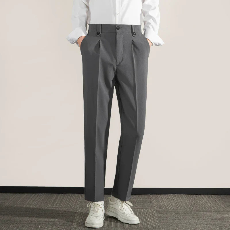 Men’s Trousers - Classic Fit - Pleated Front - Straight Leg Lightweight Cotton Blend