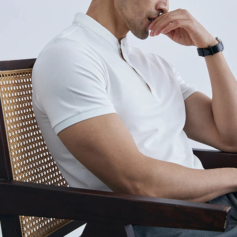 Men’s Slim-Fit Tee - Lightweight Cotton - Collared Neck - Short Sleeve Casual Wear