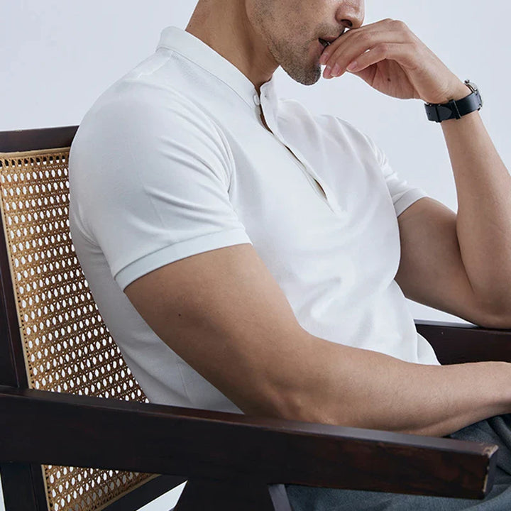Men’s Slim-Fit Tee - Lightweight Cotton - Collared Neck - Short Sleeve Casual Wear