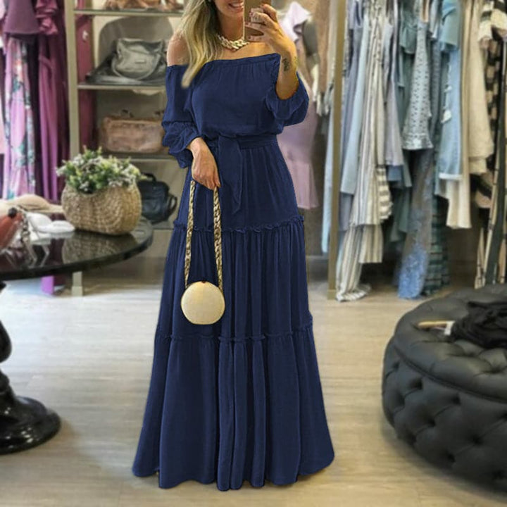 Women’s Maxi Dress – Off Shoulder – Relaxed Fit – Tiered Skirt