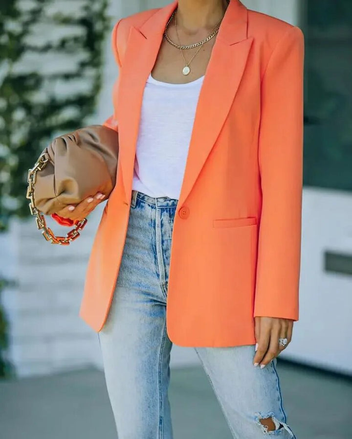 Women's Blazer - Oversized Fit - Single-Breasted - Notched Lapel - Tailored Elegant Wear