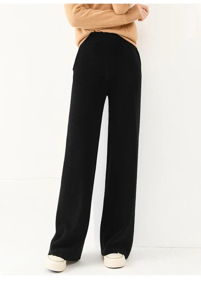 Women’s Sweatpants – Merino Wool – Relaxed Fit – Wide Leg – Full Length – Elastic Waist
