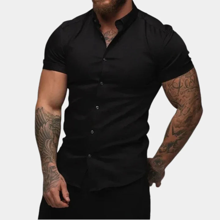 Men’s Short Sleeve Shirt - Slim Fit - Tailored Design - Breathable Blend Fabric