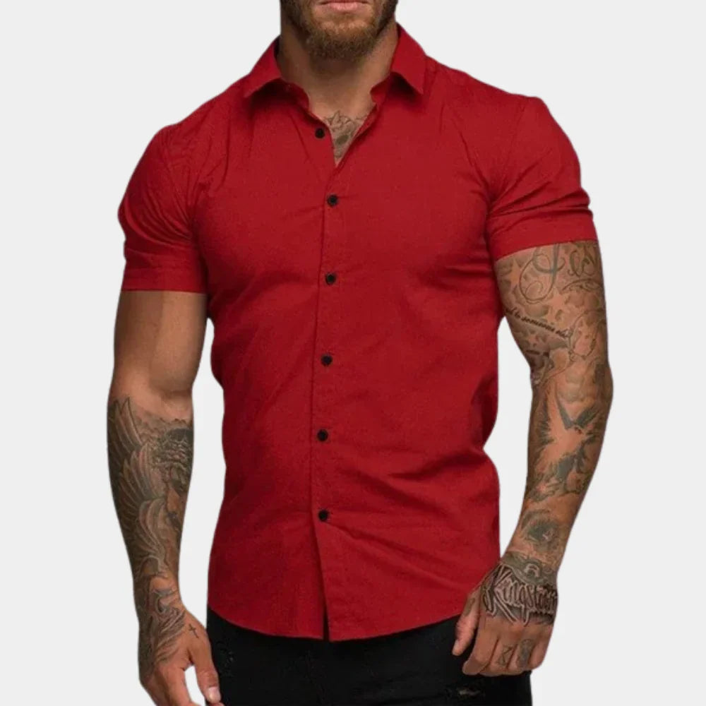 Men’s Short Sleeve Shirt - Slim Fit - Tailored Design - Breathable Blend Fabric