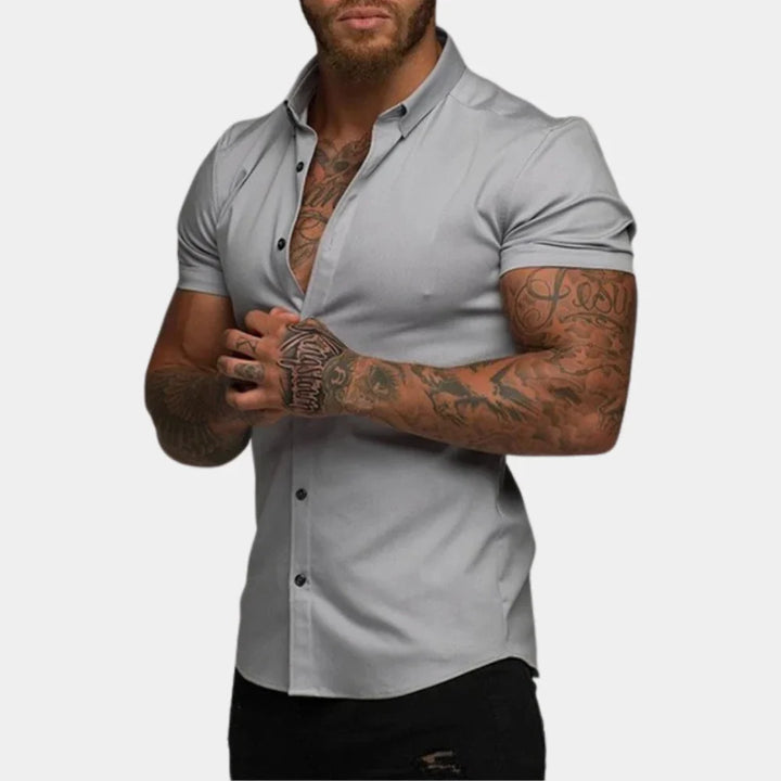 Men’s Short Sleeve Shirt - Slim Fit - Tailored Design - Breathable Blend Fabric