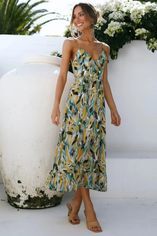 Women's Sleeveless Sundress - A-Line Flowy Fit - Sweetheart Neckline - Lightweight Breathable