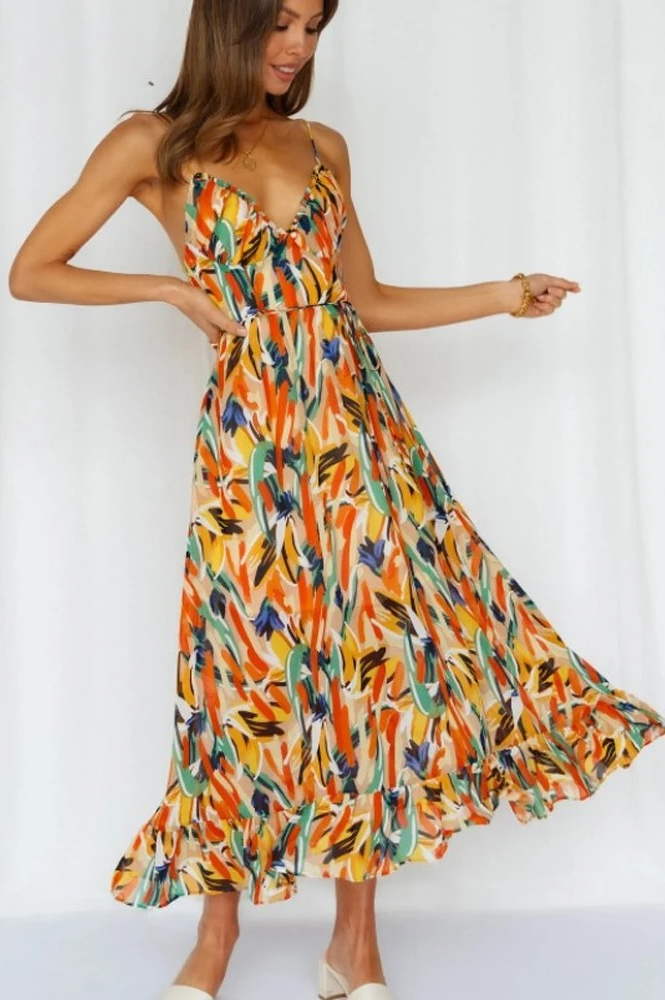 Women's Sleeveless Sundress - A-Line Flowy Fit - Sweetheart Neckline - Lightweight Breathable