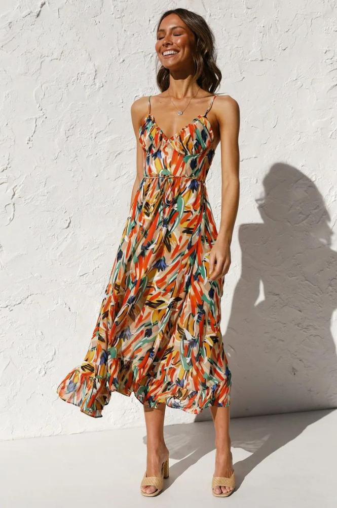 Women's Sleeveless Sundress - A-Line Flowy Fit - Sweetheart Neckline - Lightweight Breathable