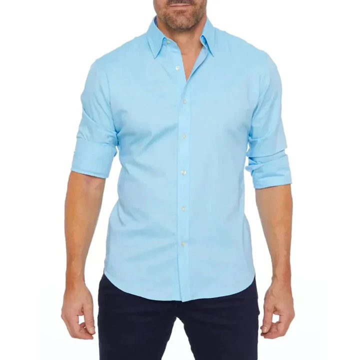 Men’s Formal Shirt - Slim Fit - Breathable Blend - Button-Down - Long Sleeves
