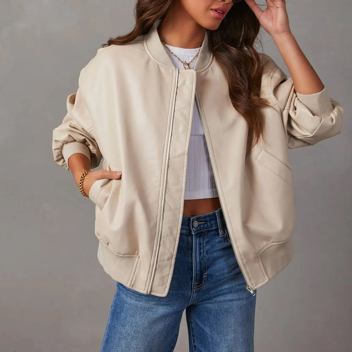 Women’s Jacket – Oversized Fit – Zipper Closure – Ribbed Hem – Casual Style
