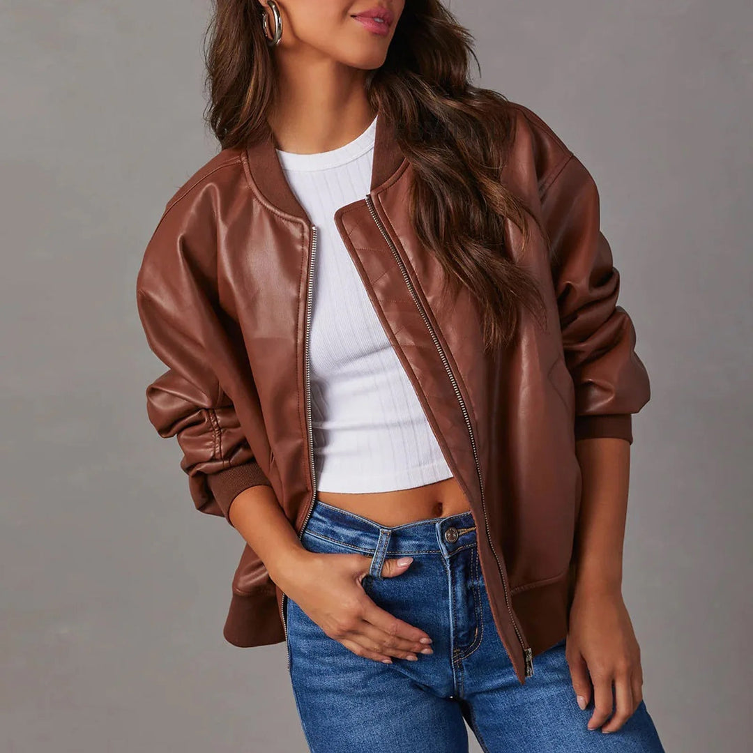 Women’s Jacket – Oversized Fit – Zipper Closure – Ribbed Hem – Casual Style