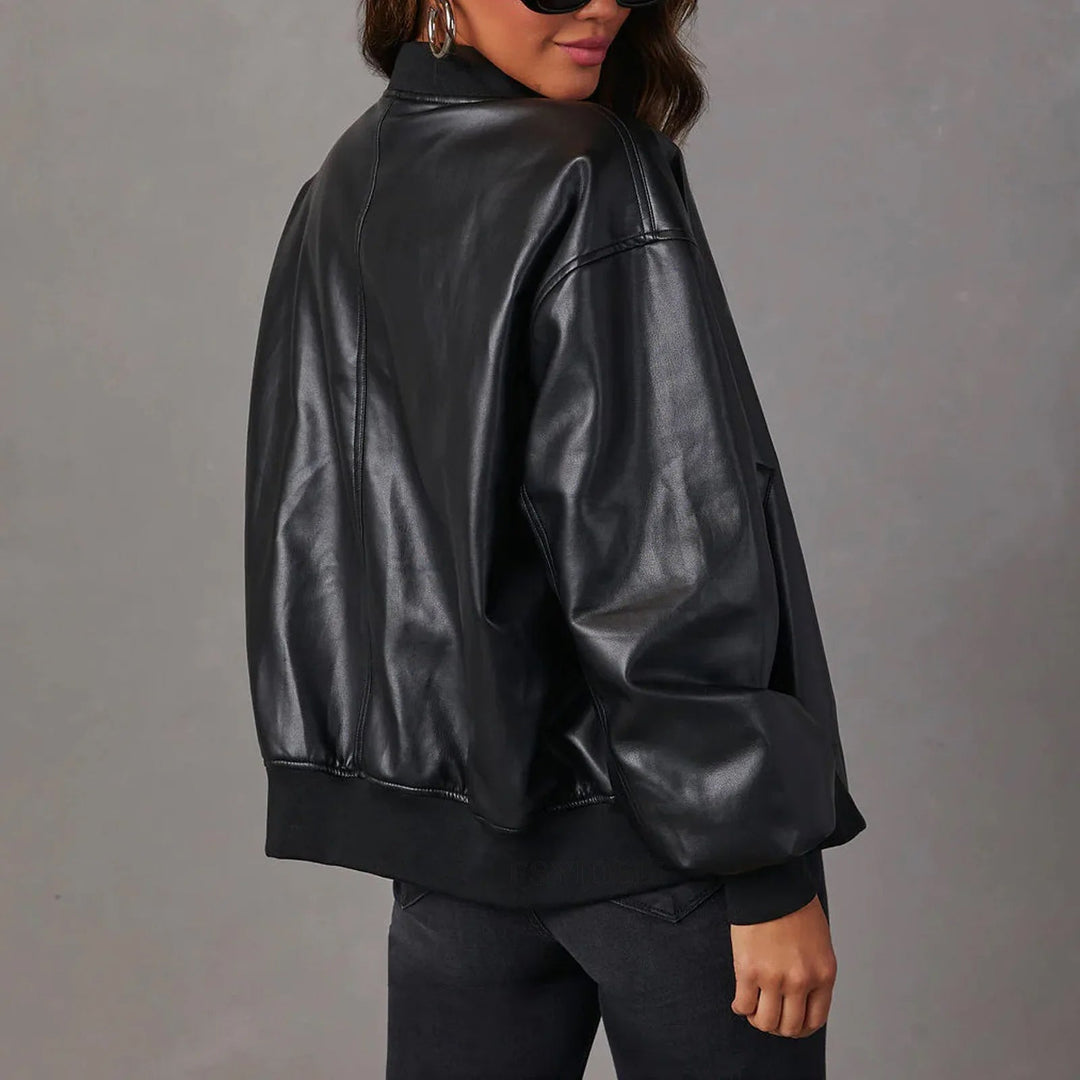 Women’s Jacket – Oversized Fit – Zipper Closure – Ribbed Hem – Casual Style