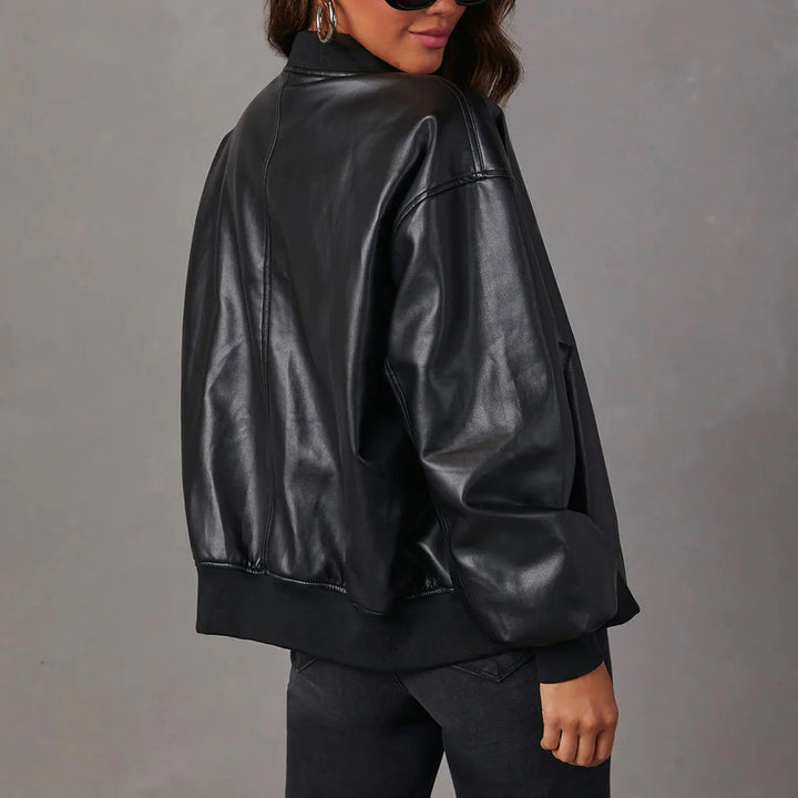 Women’s Jacket – Oversized Fit – Zipper Closure – Ribbed Hem – Casual Style