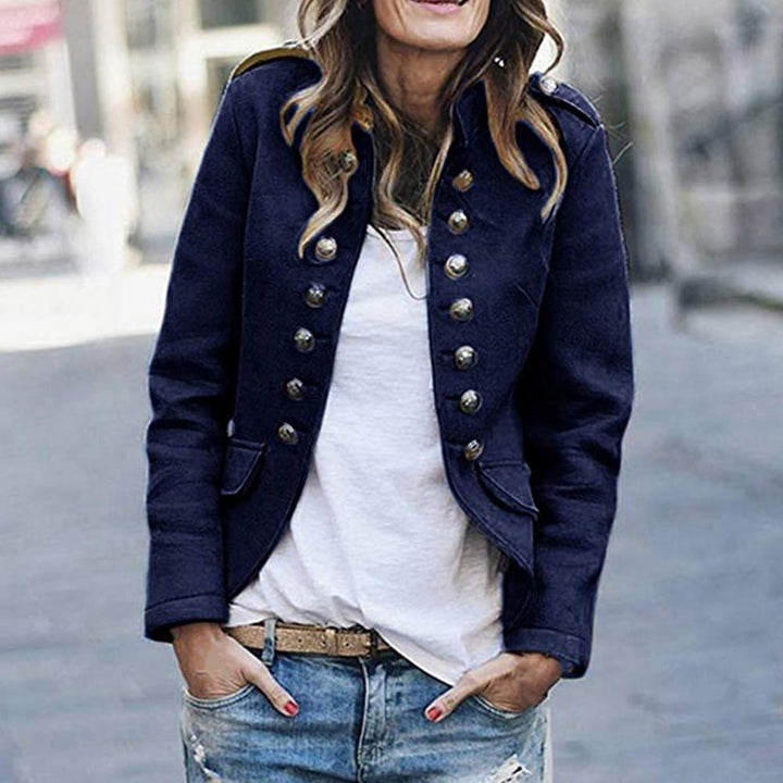 Women’s Blazer – Tailored Fit – Stand Collar – Double-Breasted – Structured Silhouette